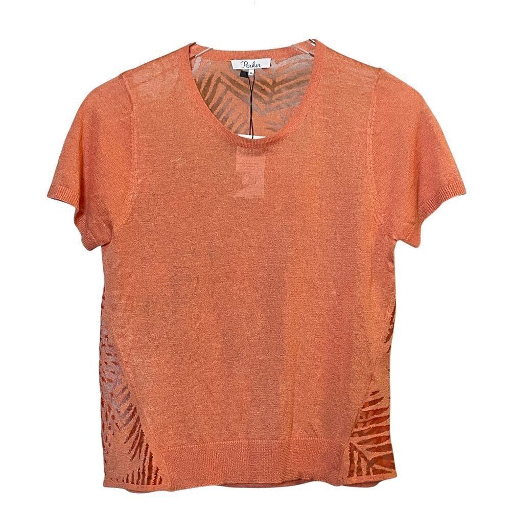 Parker Palm Leaf Sheer Pattern Top in Nectar Sz. XS NWT